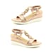 Heavenly Feet Milena Rose Gold Wedge Sandals with Elastic Ankle Strap (Size 3)