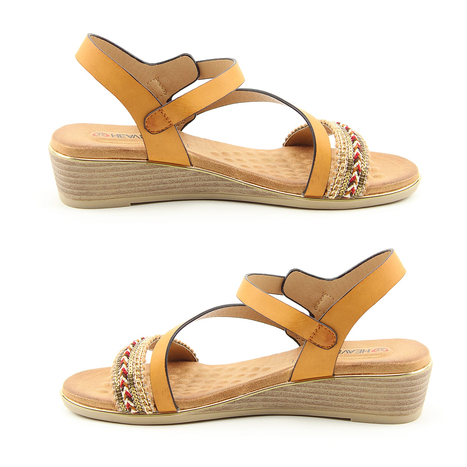 Heavenly Feet Garnet Black Ladies Wedge Sandals (Size 3)