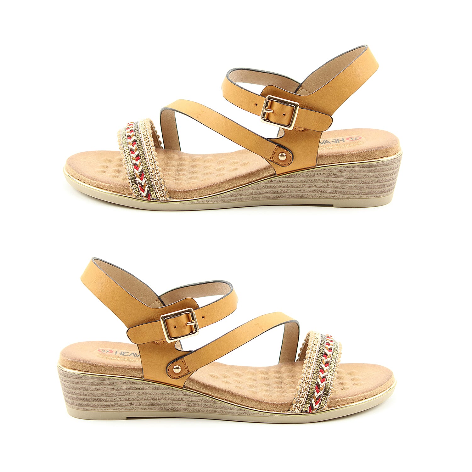 Heavenly Feet Garnet Black Ladies Wedge Sandals (Size 3)