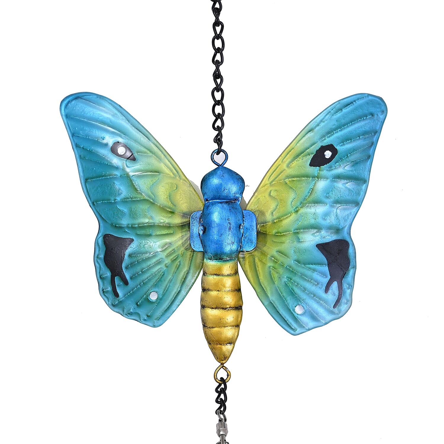 Green, Yellow and Multi Butterfly Spiral Wind Chime (Size 15x15x65 cm)