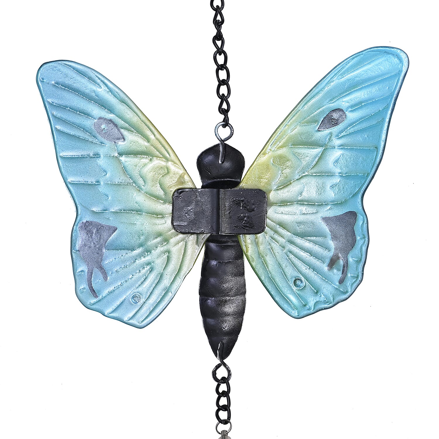 Green, Yellow and Multi Butterfly Spiral Wind Chime (Size 15x15x65 cm)