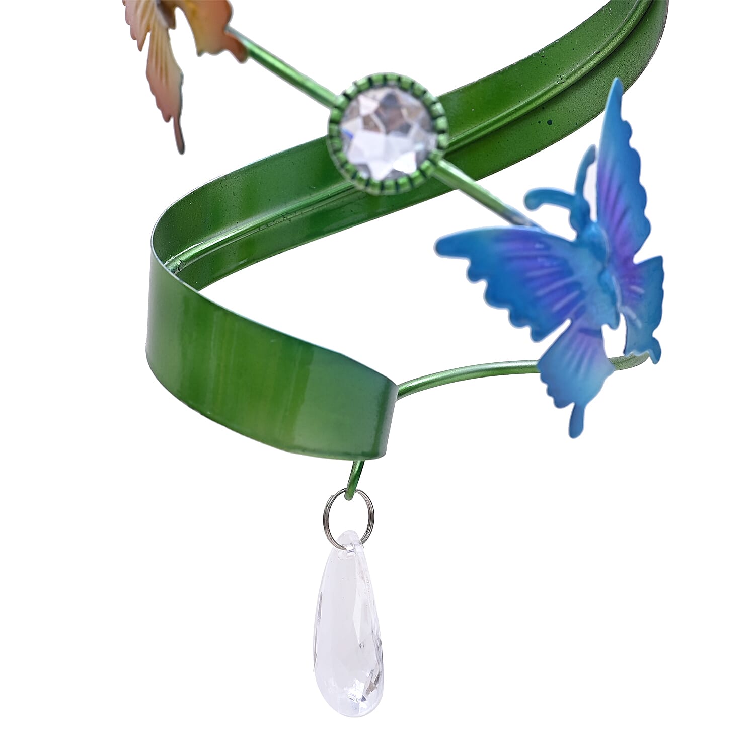 Green, Yellow and Multi Butterfly Spiral Wind Chime (Size 15x15x65 cm)