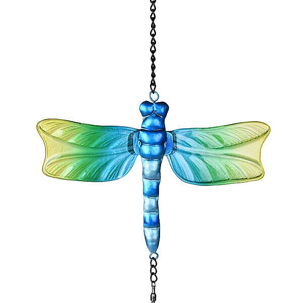 Blue & Green Dragonfly Spiral Wind Chime (Size 15x15x65 cm)