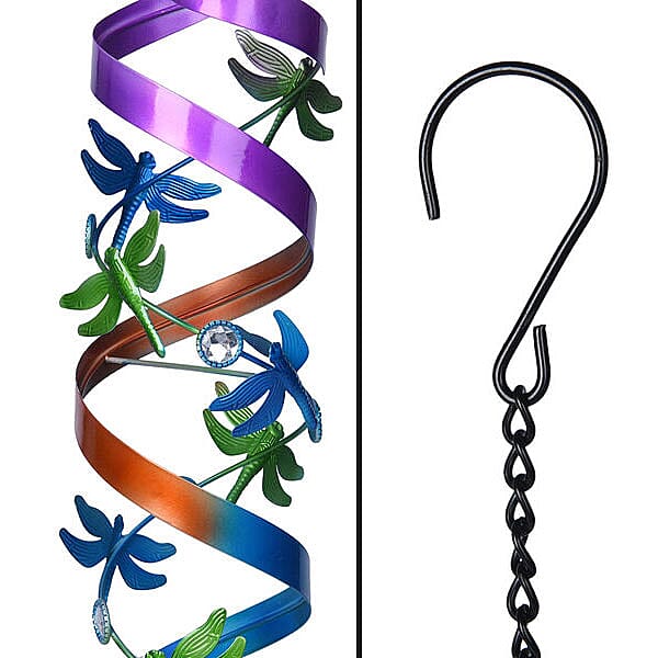 Blue & Green Dragonfly Spiral Wind Chime (Size 15x15x65 cm)