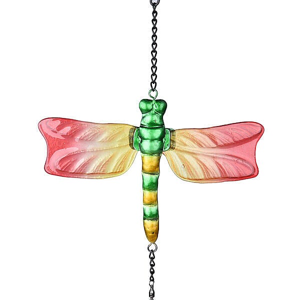 Red and Yellow Dragonfly Spiral Wind Chime (Size 15x15x65 cm)