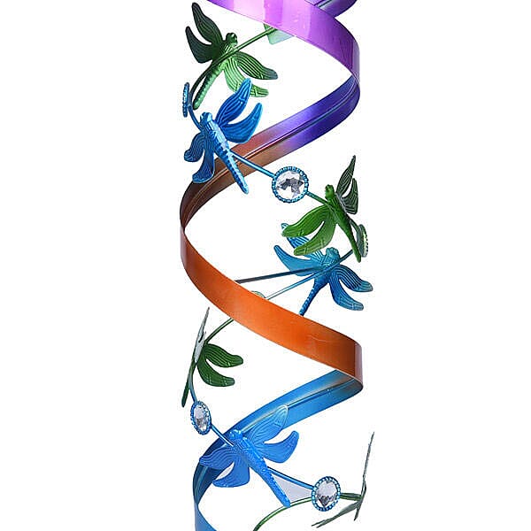 Red and Yellow Dragonfly Spiral Wind Chime (Size 15x15x65 cm)