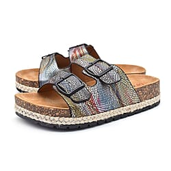 Heavenly Feet Flutter Womens Black and Multi-Coloured Sandals (Size 3)
