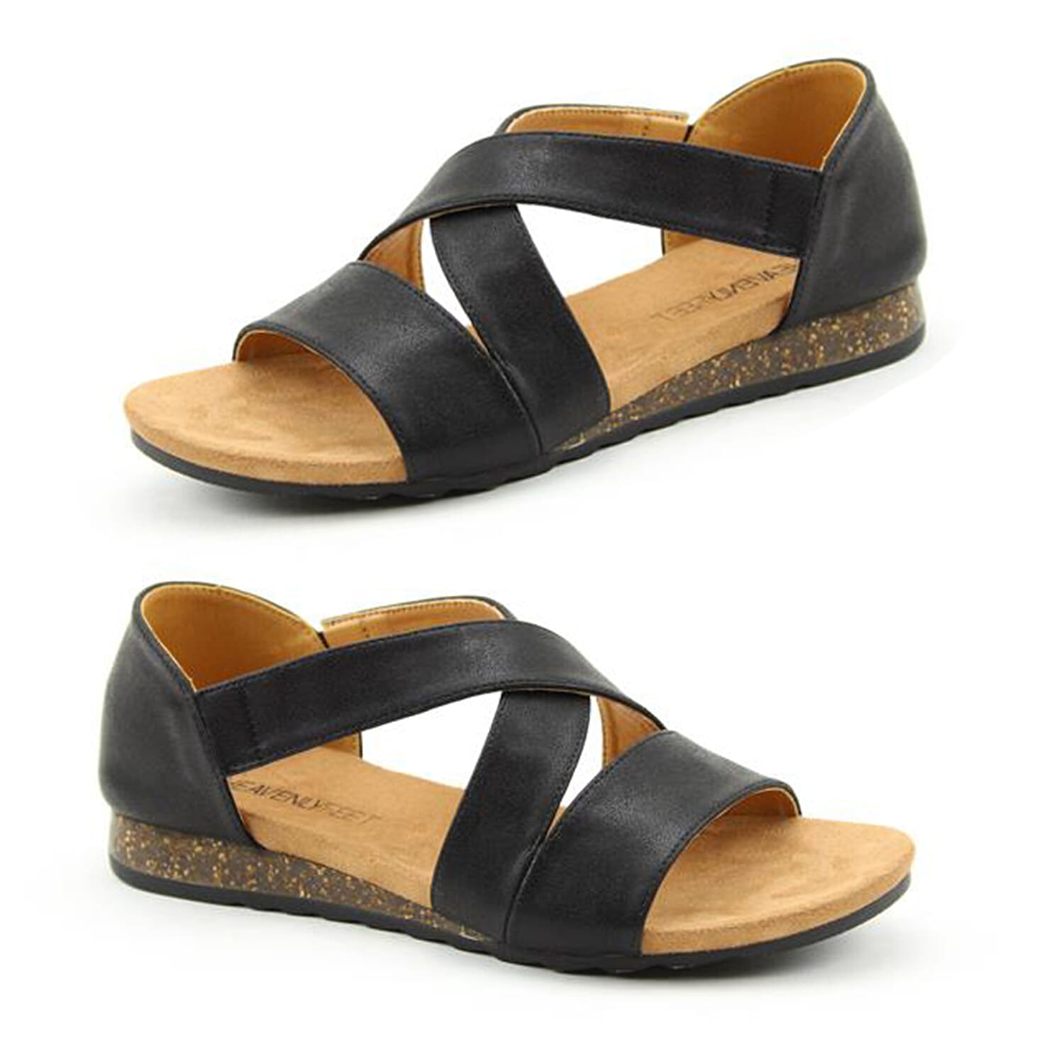 Heavenly Feet Estelle Womens Cross Sandal in Black (Size 3)