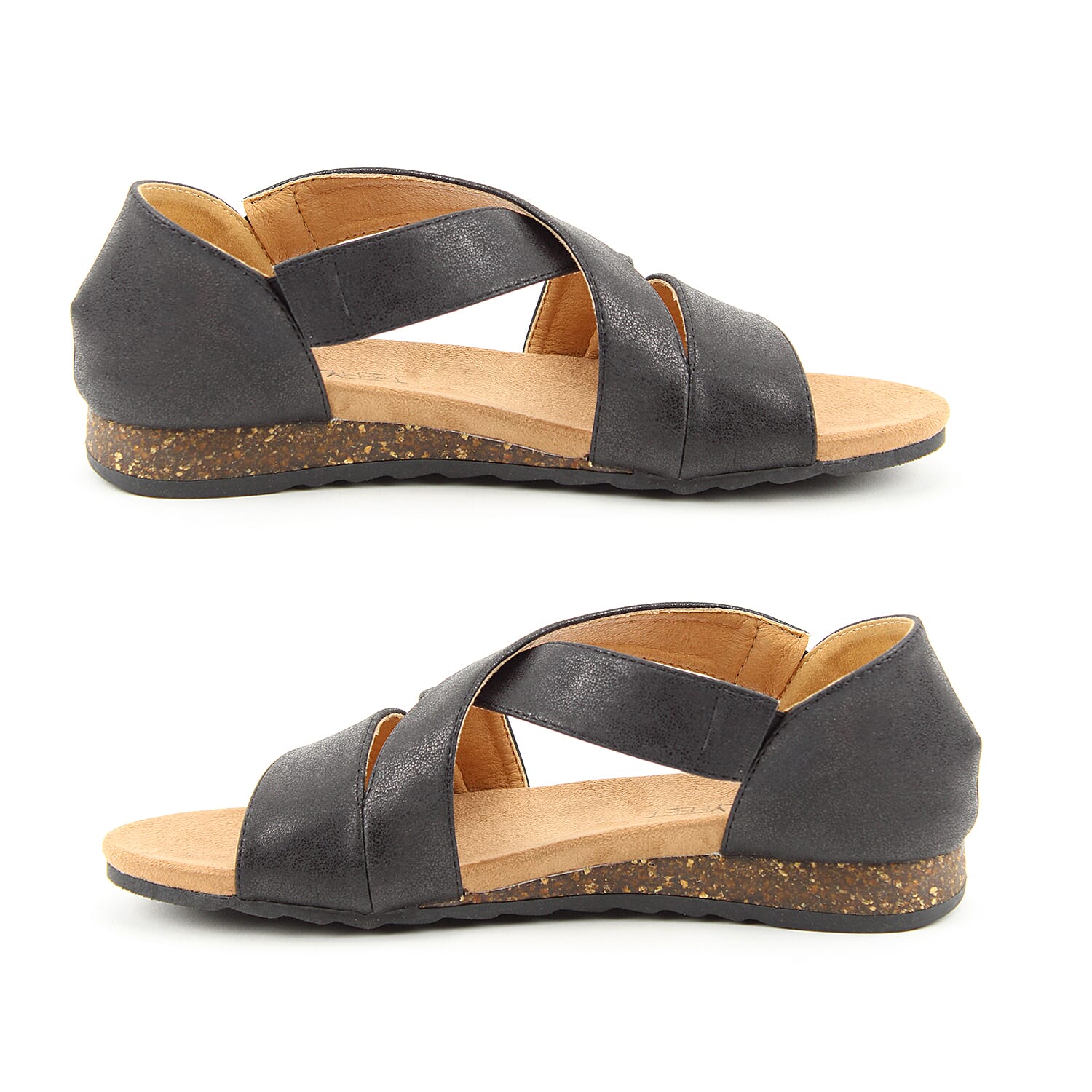 Heavenly Feet Estelle Womens Cross Sandal in Black (Size 3)