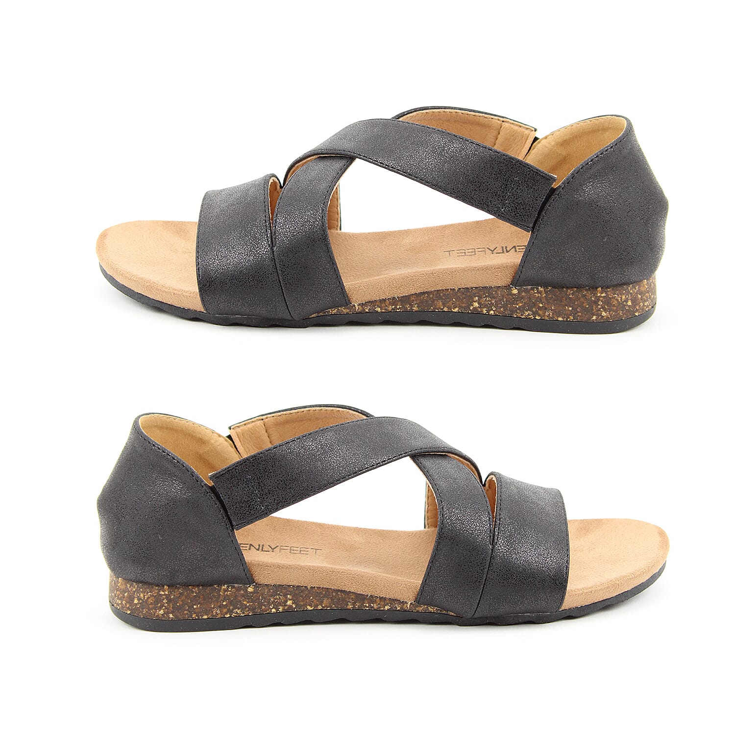 Heavenly Feet Estelle Womens Cross Sandal in Black (Size 3)