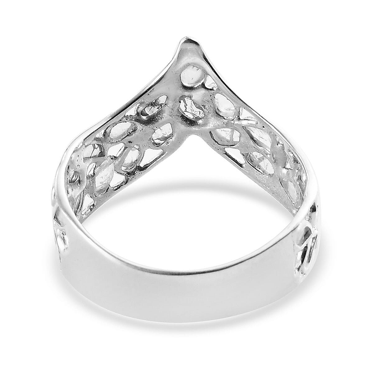 Artisan Crafted Polki Diamond Ring in Platinum Overlay Sterling Silver 1.00