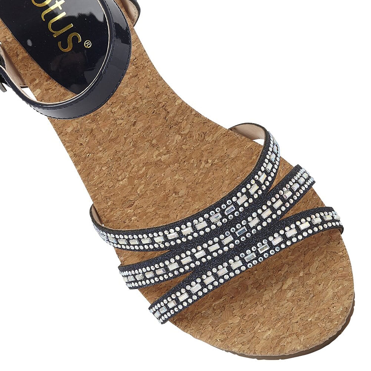 Lotus Mandy Womens Navy Strappy Wedge Sandals 