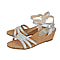 Lotus Mandy Womens Silver Strappy Wedge Sandals (Size 3)