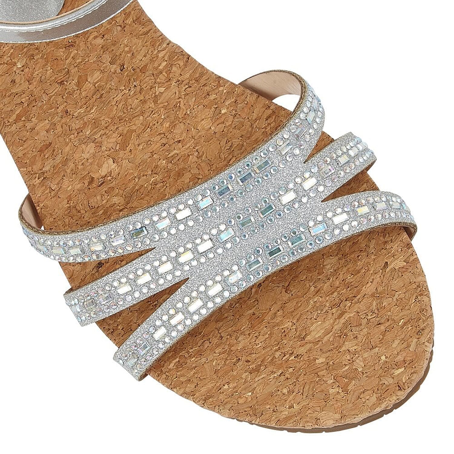 Lotus Mandy Womens Silver Strappy Wedge Sandals (Size 8)