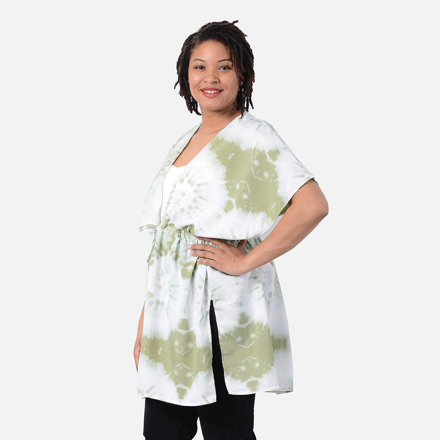 Voile Shirt with Waist Belt (One Size) - Light Green