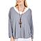 Made in Italy- NOVA of the London Long Sleeve Top in Grey and White Colour (Size up to 16) with Necklace