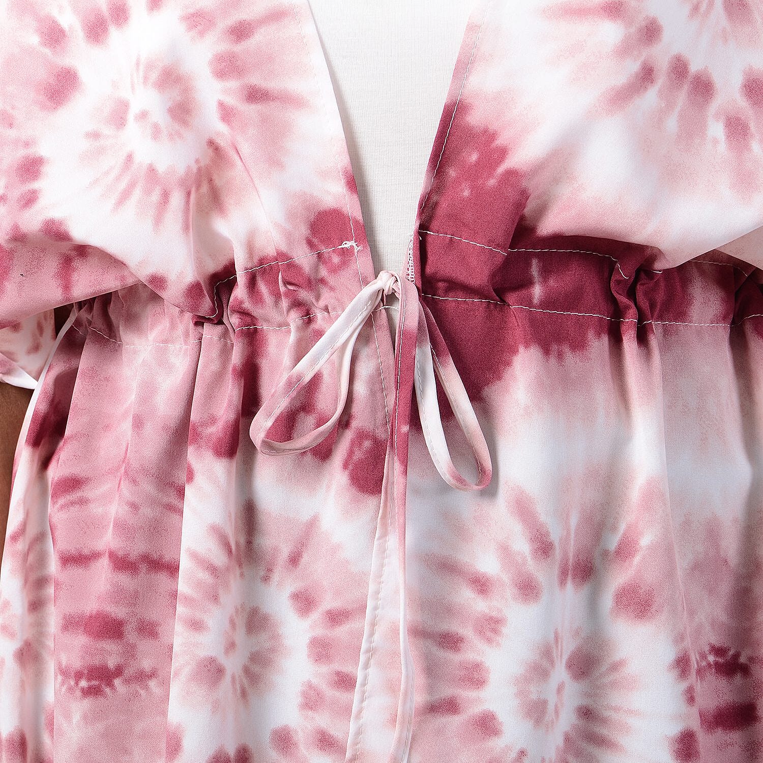 Voile Shirt with Waist Belt (One Size) - Red