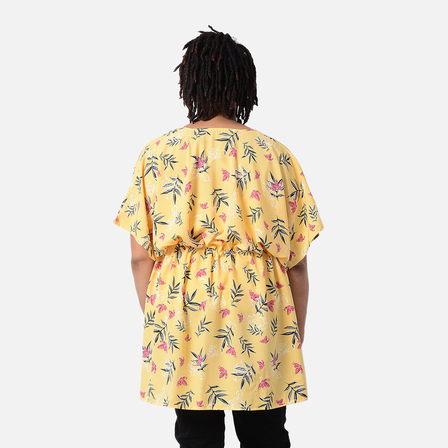 Summer Voile Shirt with Waist Belt (One Size) - Yellow