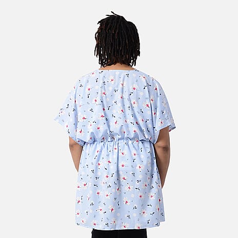 Summer Voile Shirt with Waist Belt (One Size) - Sky Blue