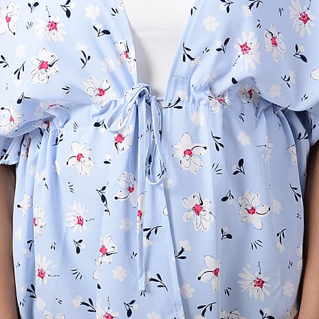 Summer Voile Shirt with Waist Belt (One Size) - Sky Blue