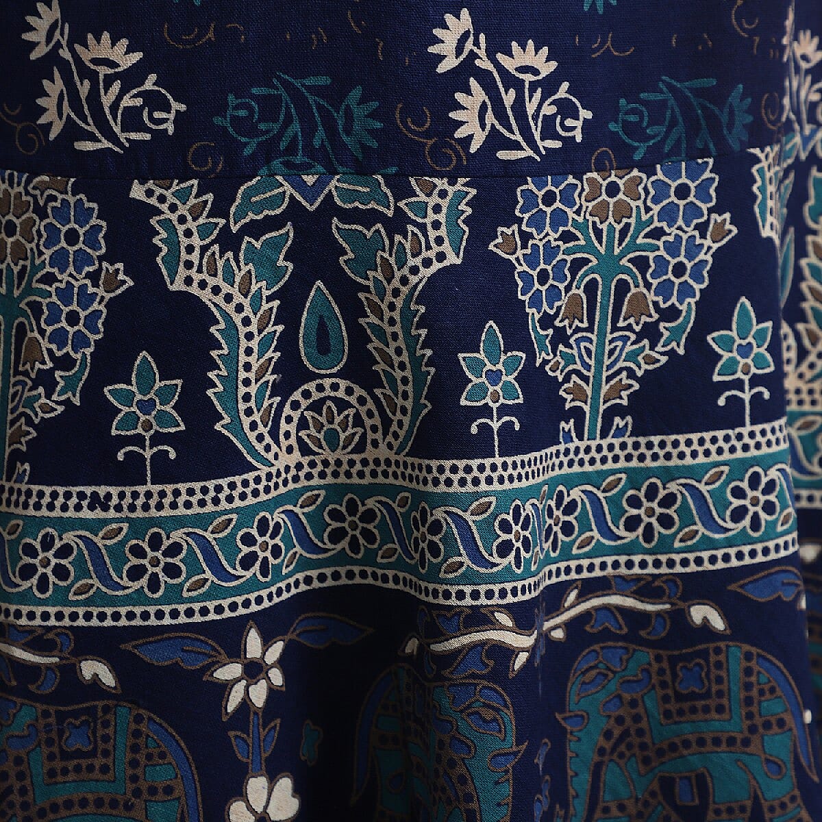 100% Cotton Mandala Print Dress - Blue