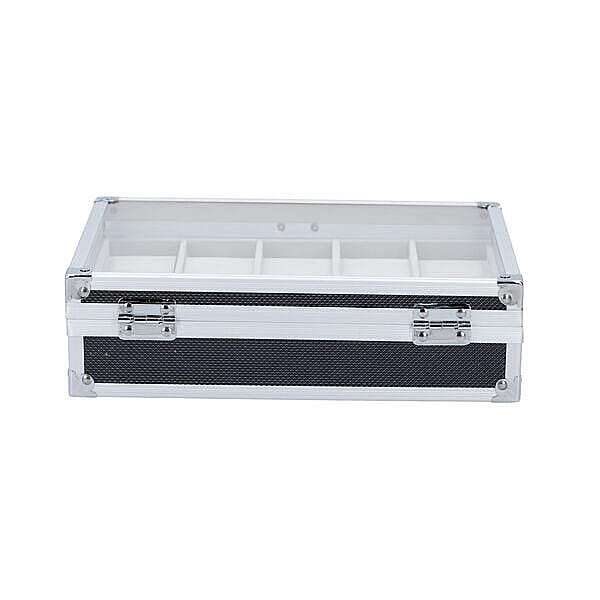 Eight Slot Padded Watch Box with Transparent Window and Lock (Size 21.5x20x8cm) - Black