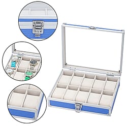 Eight Slot Padded Watch Box with Transparent Window and Lock (Size 21.5x20x8cm) - Black