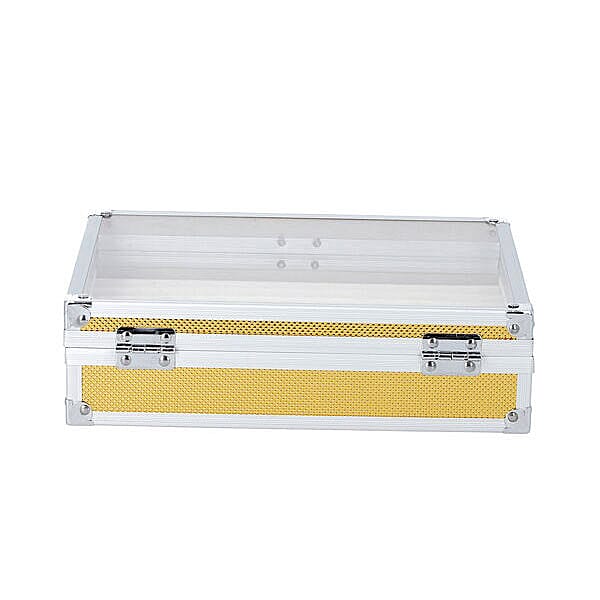 Eight Slot Padded Watch Box with Transparent Window and Lock (Size 21x20x8cm) - Gold