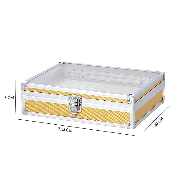 Eight Slot Padded Watch Box with Transparent Window and Lock (Size 21x20x8cm) - Gold