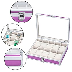 Eight Slot Padded Watch Box with Transparent Window and Lock (Size 21.5x20x8cm) - Black