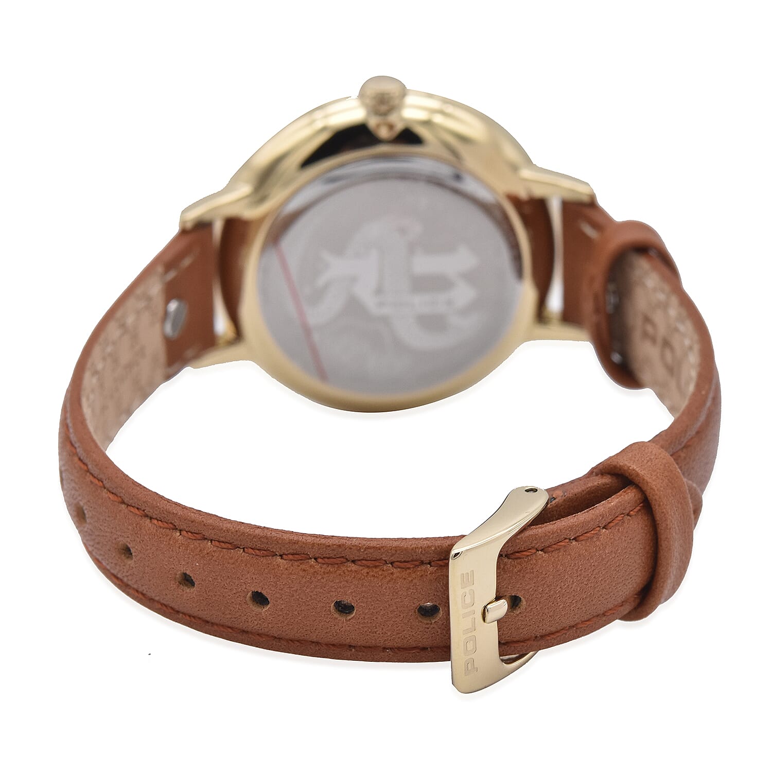 Police MIONA Watch with Tan Leather Strap and Black Patterned Dial