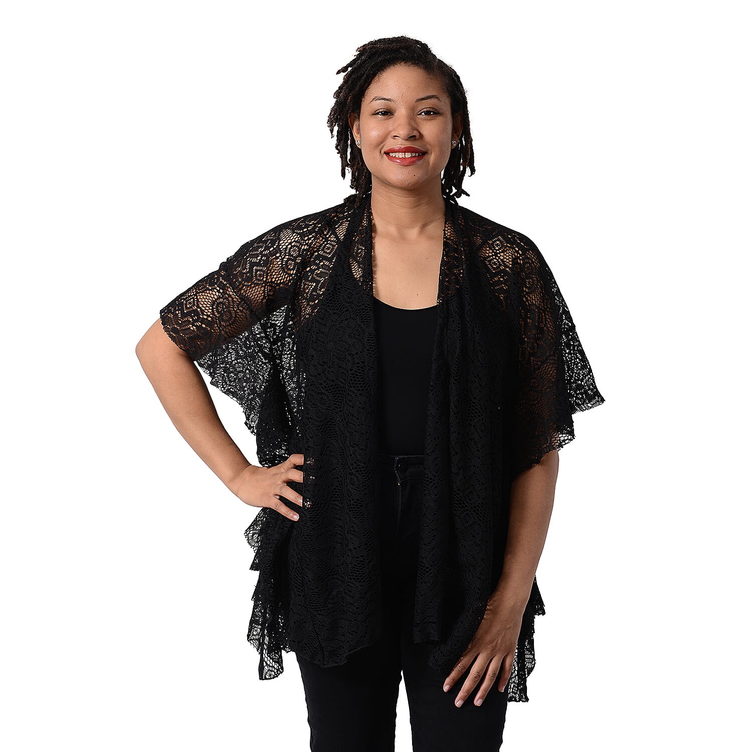 Jovie Floral Lace Kimono in Black (Size 70x75cm)