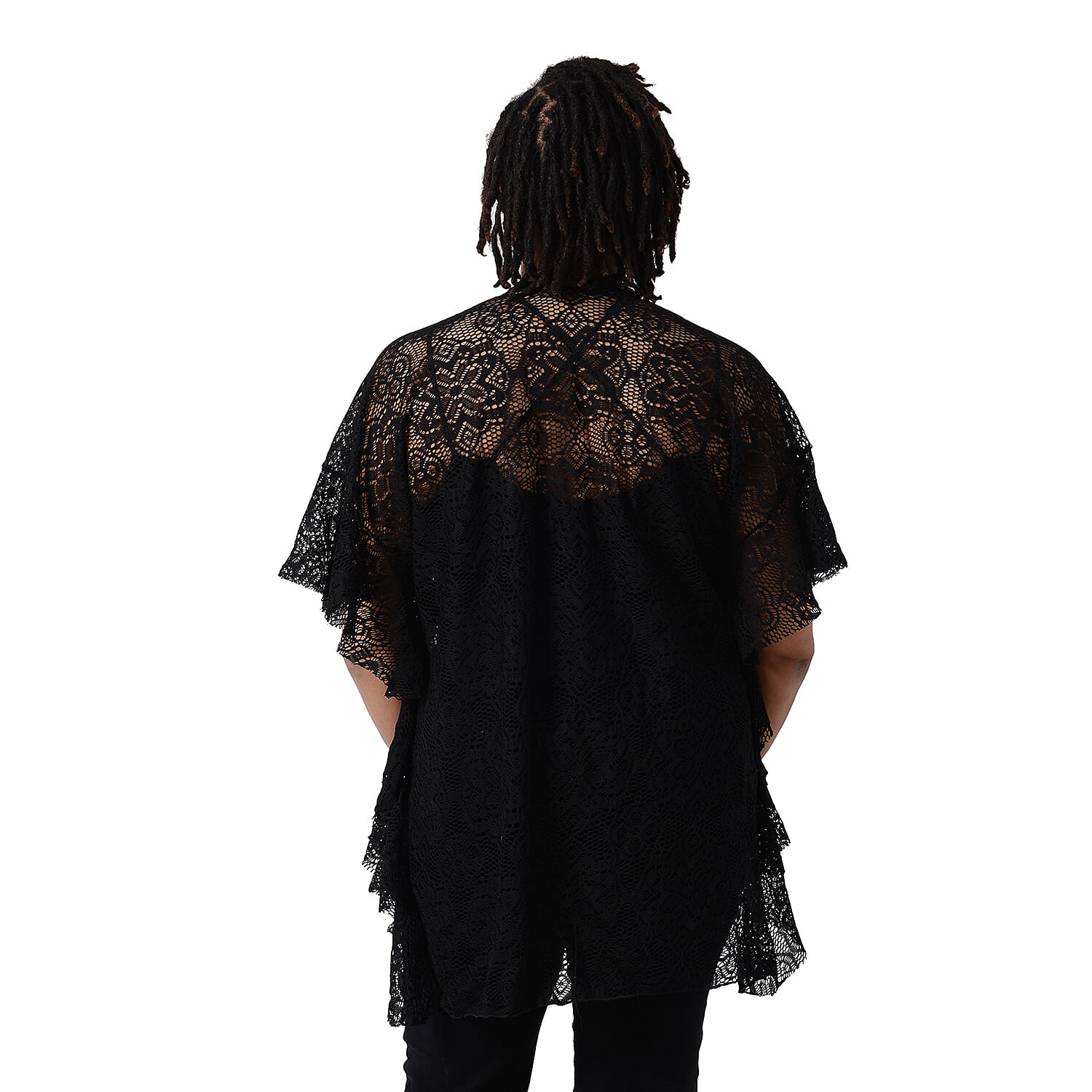 Jovie Floral Lace Kimono in Black (Size 70x75cm)