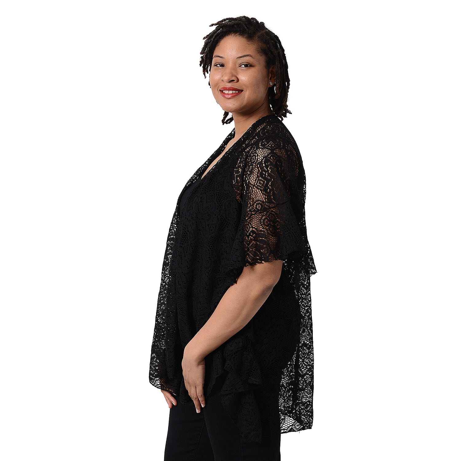 Jovie Floral Lace Kimono in Black (Size 70x75cm)