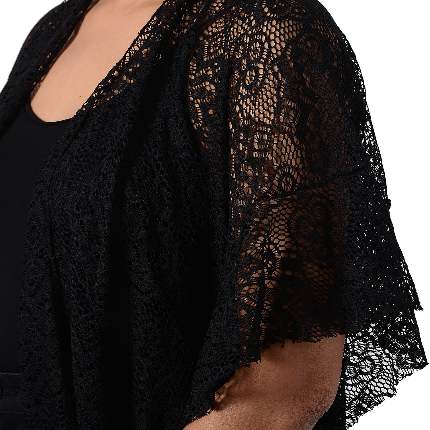 Jovie Floral Lace Kimono in Black (Size 70x75cm)
