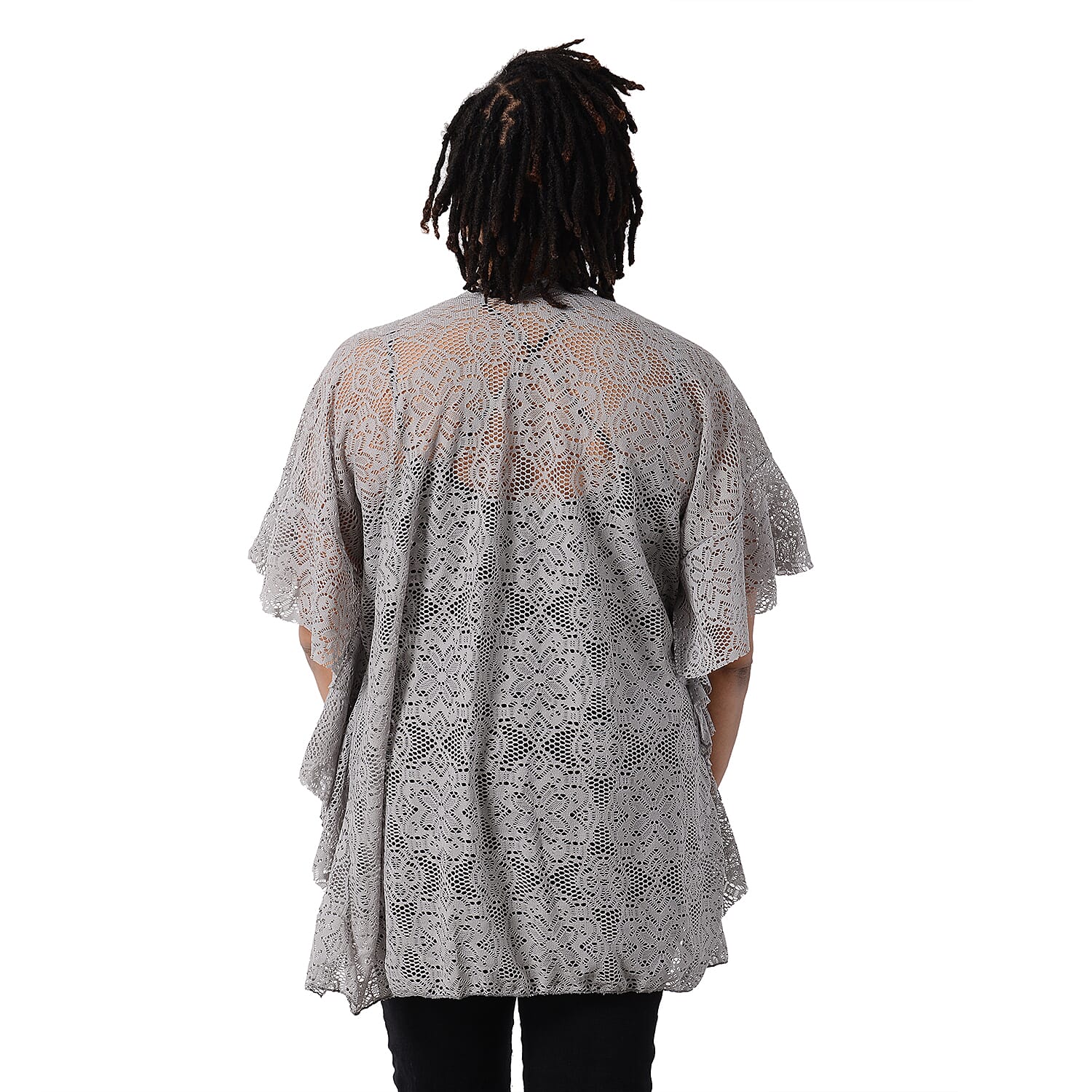 Jovie Floral Lace Kimono in Grey (Size 70x75cm)