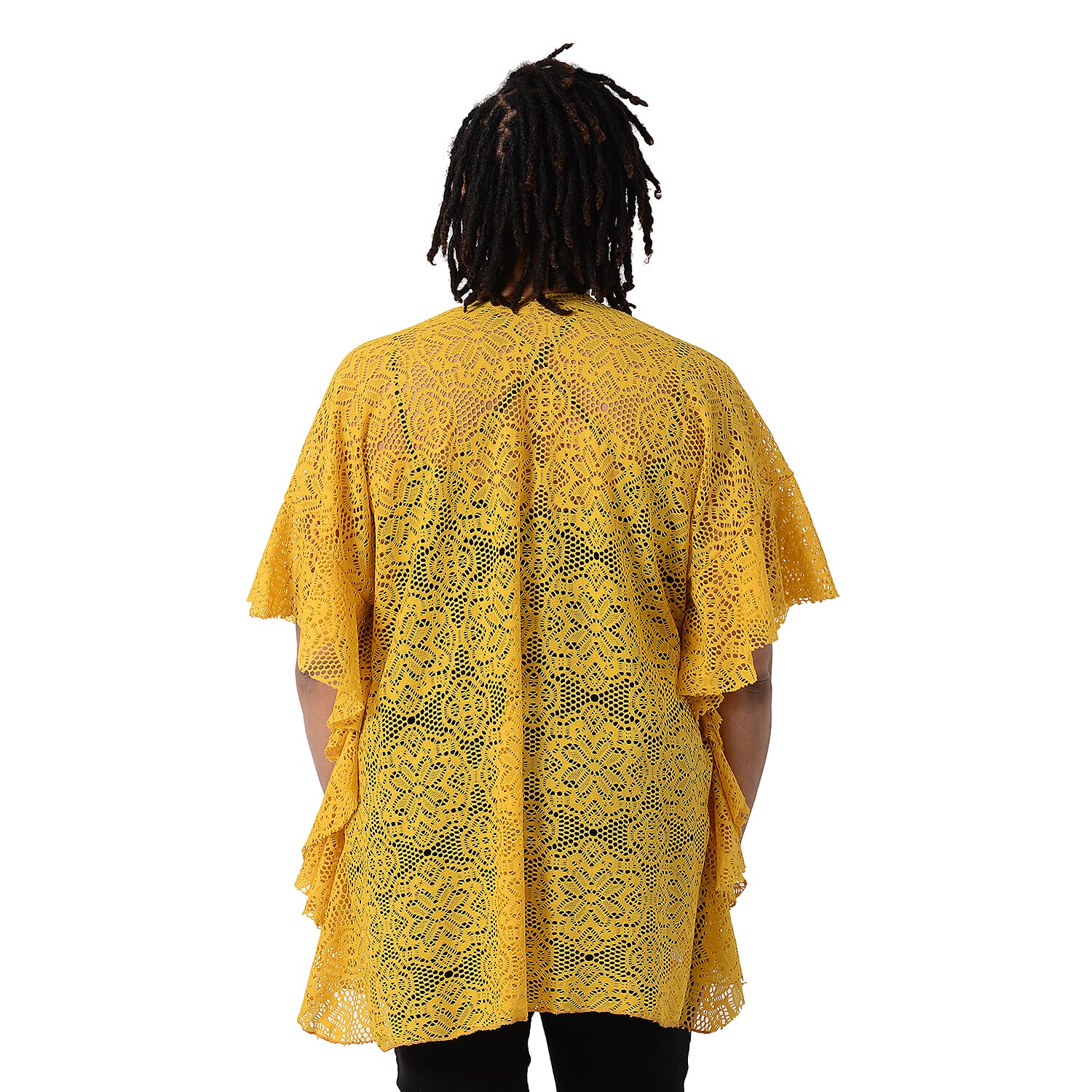 Jovie Floral Lace Kimono in Mustard (Size 70x75cm)