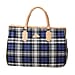 Plaid Pattern Travel Bag with Shoulder Strap and Zipper Closure - Black and White