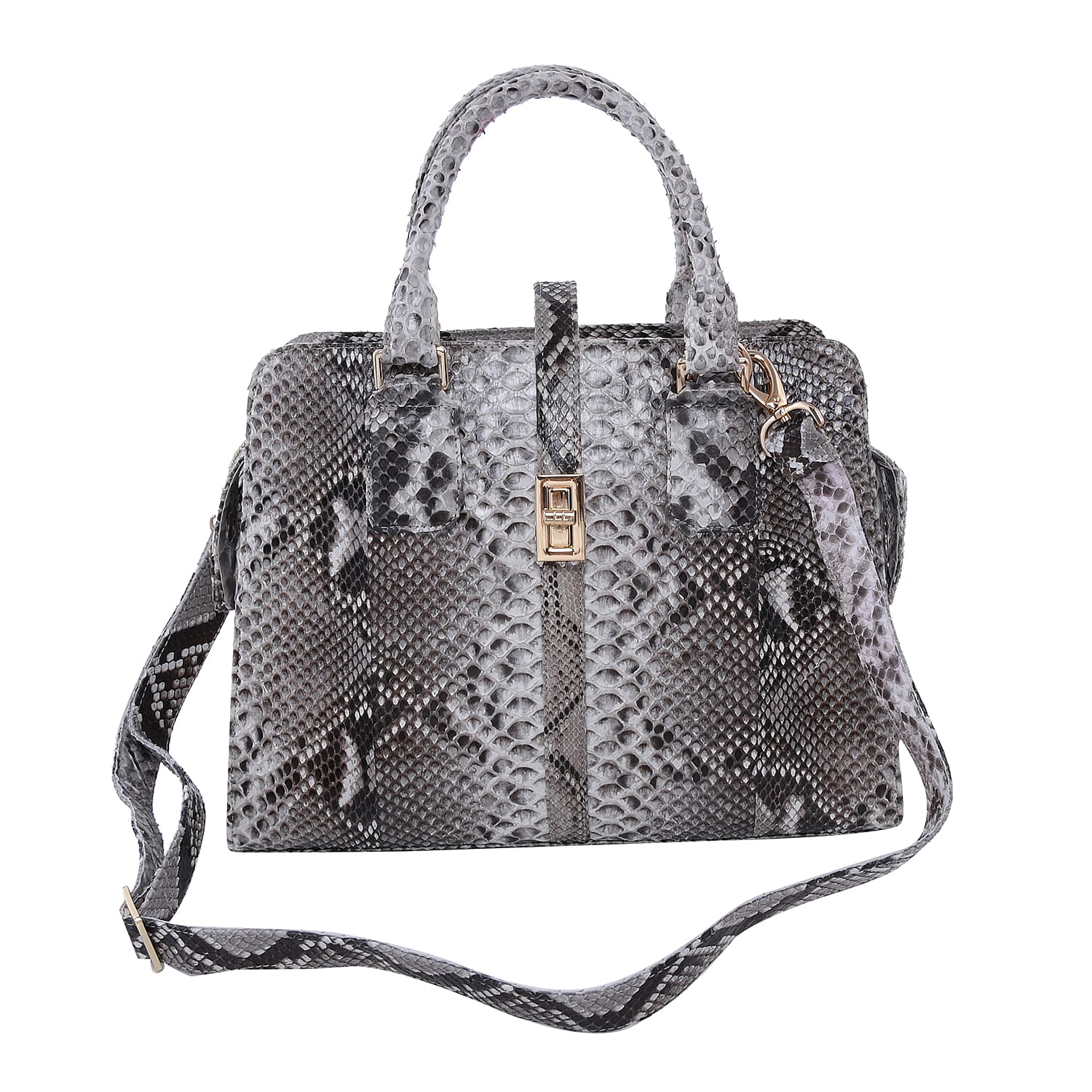 LA MAREY 100% Genuine Python Leather Tote Bag (Size 29x25.5x12cm) - Beige & Multi