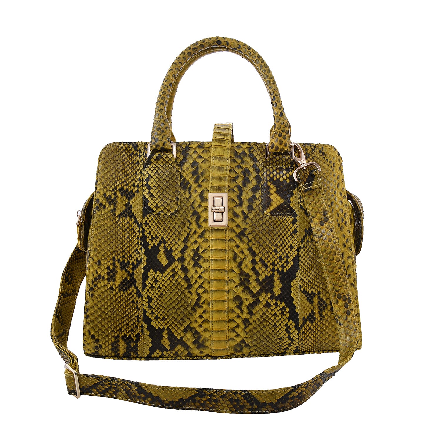 LA MAREY 100% Genuine Python Leather Tote Bag (Size 29x25.5x12cm) - Yellow