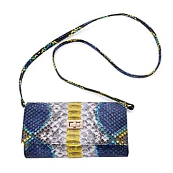 LA MAREY 100% Genuine Python Leather Crossbody Wallet (Size 19.5x11x2cm) - Yellow & Multi