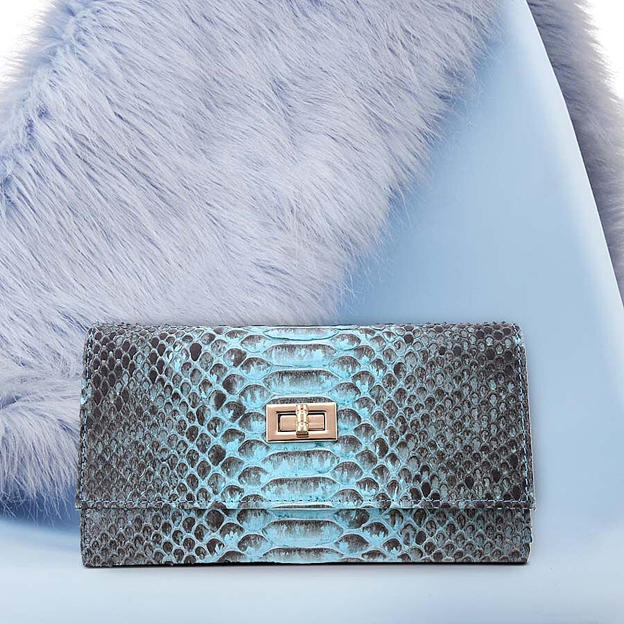 LA MAREY 100% Genuine Python Leather Crossbody Wallet (Size 20x10x5cm) - Beige & Multi