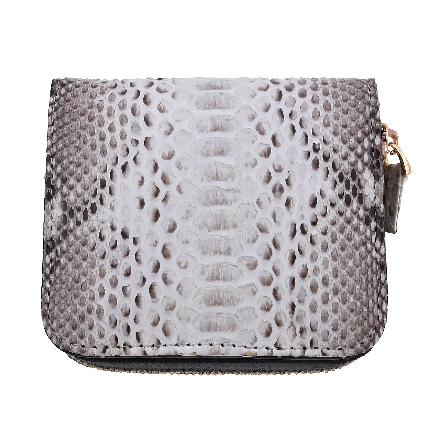 LA MAREY Genuine Python Leather  Wallet with Zipper Closure - Beige and Multi