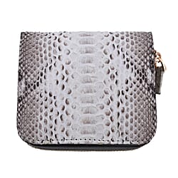 LA MAREY Genuine Python Leather  Wallet with Zipper Closure - Beige and Multi