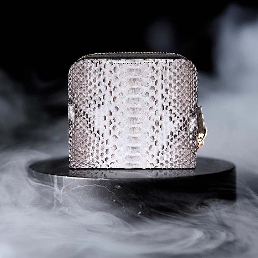 LA MAREY Genuine Python Leather  Wallet with Zipper Closure - Beige and Multi