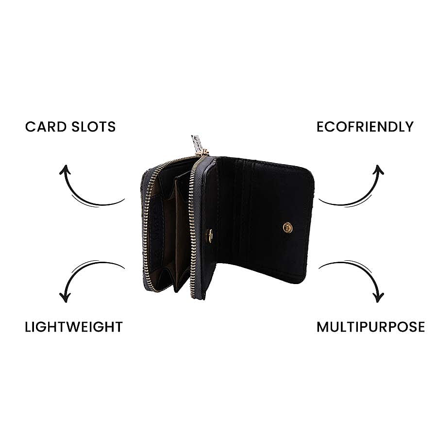 LA MAREY Genuine Python Leather  Wallet with Zipper Closure - Beige and Multi