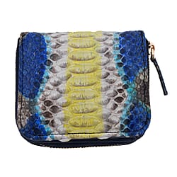 LA MAREY 100% Genuine Python Leather  Wallet with Zipper Closure (Size 11x10x2cm) - Yellow & Multi