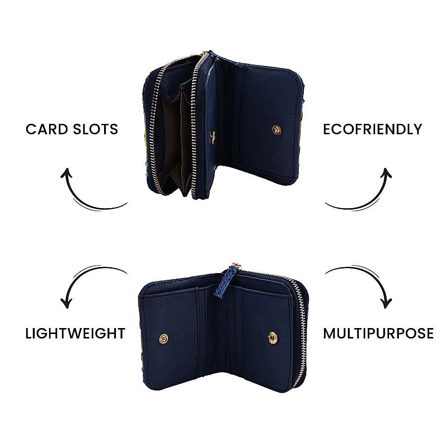 LA MAREY 100% Genuine Python Leather Wallet with Zipper Closure (Size 11x10x2cm) - Yellow - Multi