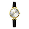 Karen Millen Analogue Gold Tone Watch with Black Leather Strap
