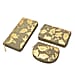 Set of 3 -  Golden Leaves Pattern Jute Wallet with Zipper Closure (Size:19.5x3x9.5Cm) - Light Yellow - RFID Protected